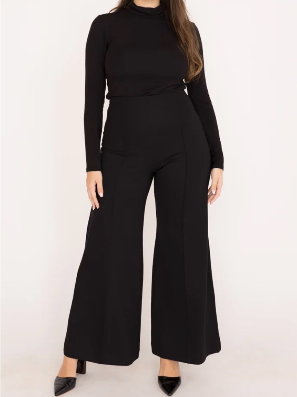 GORGEOUS Ripley Rader BLACK PONTE KNIT CROPPED WIDE LEG PANT Sz 3 Medium